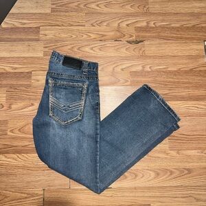 True Luck Men's Stretch Bootcut Denim Blue Jeans Size 32x30 Embroidered Western